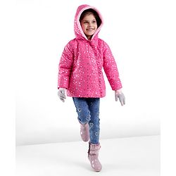 Babyhug Full Sleeves Hoodie Stars Printed - Pink
