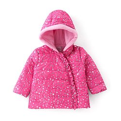 Babyhug Full Sleeves Hoodie Stars Printed - Pink
