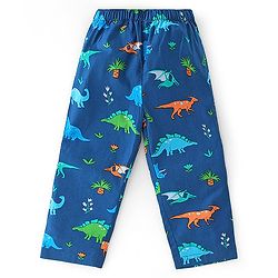 Babyhug Cotton Woven Full Sleeves Night Suit With Dino Print - Blue