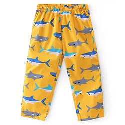 Babyhug Cotton Woven Full Sleeves Night Suit With Sharks Print - Yellow