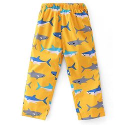 Babyhug Cotton Woven Full Sleeves Night Suit With Sharks Print - Yellow