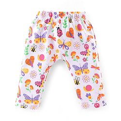 Babyhug Interlock Full Length Diaper Leggings Floral Printed Pack of 3 - Yellow & Pink