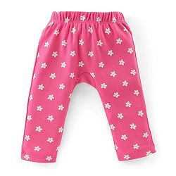 Babyhug Interlock Full Length Diaper Leggings Floral Printed Pack of 3 - Yellow & Pink