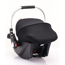 Babyhug Onyx Elite Car Seat cum Carry Cot with Rocking Base and aluminium handle - Grey & Green