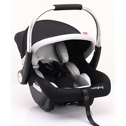 Babyhug Onyx Elite Car Seat cum Carry Cot with Rocking Base and aluminium handle - Grey & Green