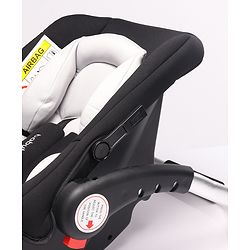 Babyhug Onyx Elite Car Seat cum Carry Cot with Rocking Base and aluminium handle - Grey & Green