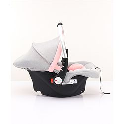 Babyhug Onyx Elite Car Seat cum Carry Cot with Rocking Base and aluminium handle - Grey & Green