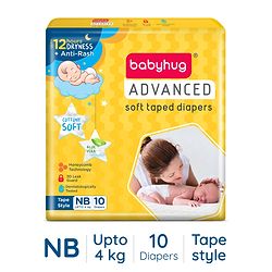 Babyhug Advanced Tape Style Diapers New Born Size - 10 Pieces