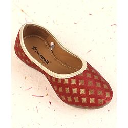 Cute Walk by Babyhug Foil Print Mojaris - Maroon