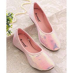 Cute Walk by Babyhug Slip On Mojaris with Sequins Detailing - Pink