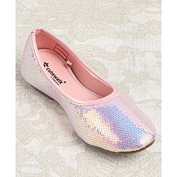 Cute Walk by Babyhug Slip On Mojaris with Sequins Detailing - Pink