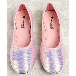 Cute Walk by Babyhug Slip On Mojaris with Sequins Detailing - Pink