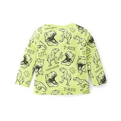 Babyhug Cotton Knit Full Sleeves Dino Printed Night Suit - Green