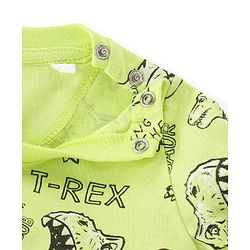 Babyhug Cotton Knit Full Sleeves Dino Printed Night Suit - Green
