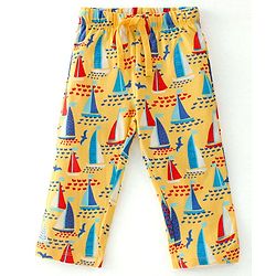 Babyhug Cotton Interlock Knit Full Sleeves Night Suit With Boat Print - Yellow