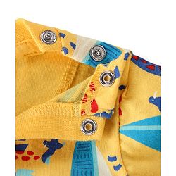 Babyhug Cotton Interlock Knit Full Sleeves Night Suit With Boat Print - Yellow