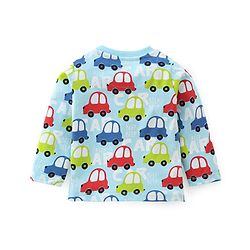 Babyhug Cotton Single Jersey Knit Full Sleeves Night Suit Car Print - Blue