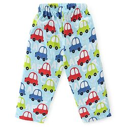 Babyhug Cotton Single Jersey Knit Full Sleeves Night Suit Car Print - Blue