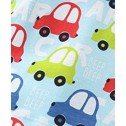 Babyhug Cotton Single Jersey Knit Full Sleeves Night Suit Car Print - Blue
