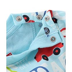 Babyhug Cotton Single Jersey Knit Full Sleeves Night Suit Car Print - Blue