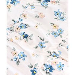 Babyhug Rayon Woven Sleeveless Top with Corsage Detailing &  Floral Print - White & Blue