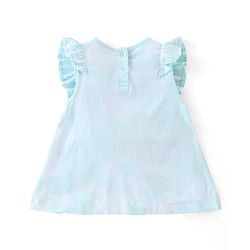 Babyhug Half Sleeves 100% Cotton Top and Capri With Floral Embellished - Blue & Pink