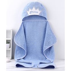 Babyhug Woven Terry Hooded Towel L 76.2 x B 76.2 cm - Blue