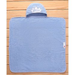 Babyhug Woven Terry Hooded Towel L 76.2 x B 76.2 cm - Blue