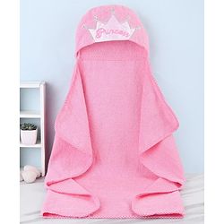 Babyhug Woven Terry Hooded Towel Princess Print L 76.2 x B 76.2 cm - Pink