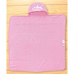 Babyhug Woven Terry Hooded Towel Princess Print L 76.2 x B 76.2 cm - Pink