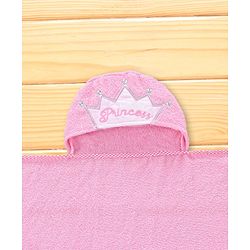 Babyhug Woven Terry Hooded Towel Princess Print L 76.2 x B 76.2 cm - Pink