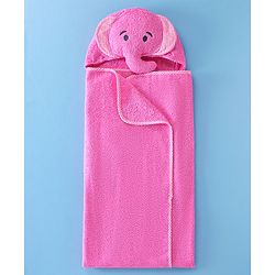 Babyhug Terry Woven Hooded Towel Owl Embroidery - Pink