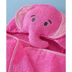 Babyhug Terry Woven Hooded Towel Owl Embroidery - Pink
