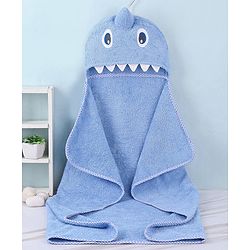 Babyhug Terry Woven Hooded Towel with Monster Design 76.2x76.2 cm - Blue
