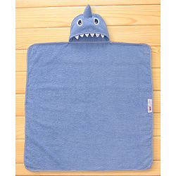 Babyhug Terry Woven Hooded Towel with Monster Design 76.2x76.2 cm - Blue