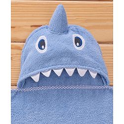 Babyhug Terry Woven Hooded Towel with Monster Design 76.2x76.2 cm - Blue