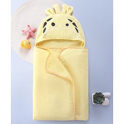 Babyhug  Woven Terry Hooded Towel with Applique L 76.2 x B 76.2 cm - Yellow