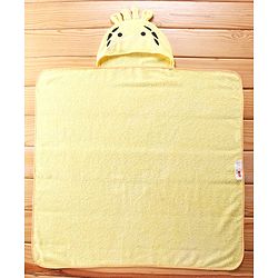 Babyhug  Woven Terry Hooded Towel with Applique L 76.2 x B 76.2 cm - Yellow