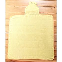 Babyhug  Woven Terry Hooded Towel with Applique L 76.2 x B 76.2 cm - Yellow