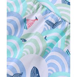 Babyhug 100% Cotton Singlet Sleeveless Top With Waves Graphics- White & Blue