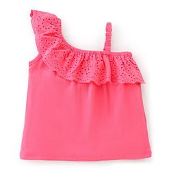 Babyhug Cotton Knit Sleeveless Top with Schifilli Detailing - Pink