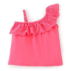 Babyhug Cotton Knit Sleeveless Top with Schifilli Detailing - Pink