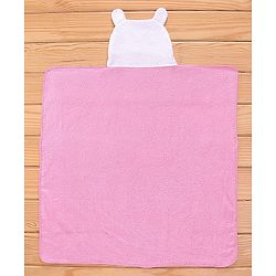Babyhug Terry Woven Hooded Towel Kitten Print L 76 x B 76 cm - Pink & White
