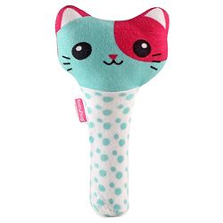 Babyhug Kitty Face Rattle Soft Toy with Squeeze Handle - Multicolor