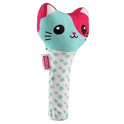 Babyhug Kitty Face Rattle Soft Toy with Squeeze Handle - Multicolor