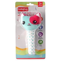 Babyhug Kitty Face Rattle Soft Toy with Squeeze Handle - Multicolor