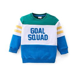 Babyhug 100% Cotton Full Sleeves T-Shirt & Lounge Pants With Text Embroidery - Green & Blue