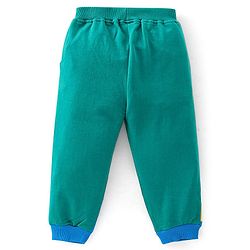 Babyhug 100% Cotton Full Sleeves T-Shirt & Lounge Pants With Text Embroidery - Green & Blue