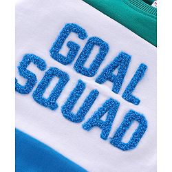Babyhug 100% Cotton Full Sleeves T-Shirt & Lounge Pants With Text Embroidery - Green & Blue