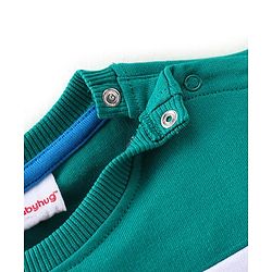 Babyhug 100% Cotton Full Sleeves T-Shirt & Lounge Pants With Text Embroidery - Green & Blue